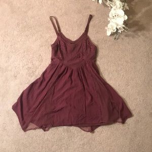 Mauve spaghetti strap and lace dress